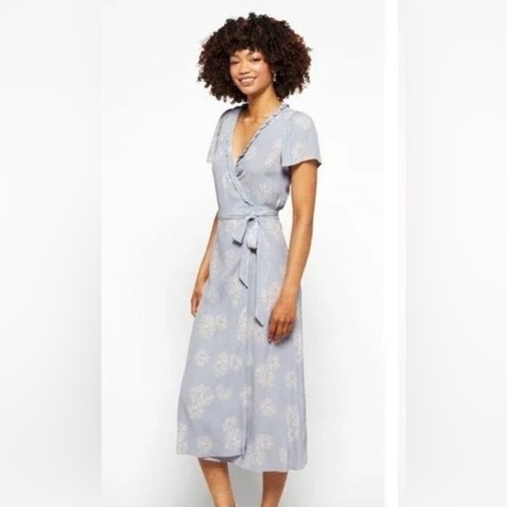 Madewell Light Blue Floral Wrap Dress
